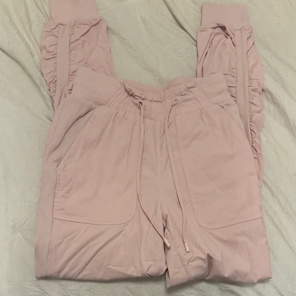 Women's Pink Ruffle Jogger Pants